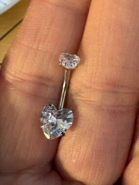 Belly Ring- 2 Heart Stainless Steel Belly Button Ring nwt